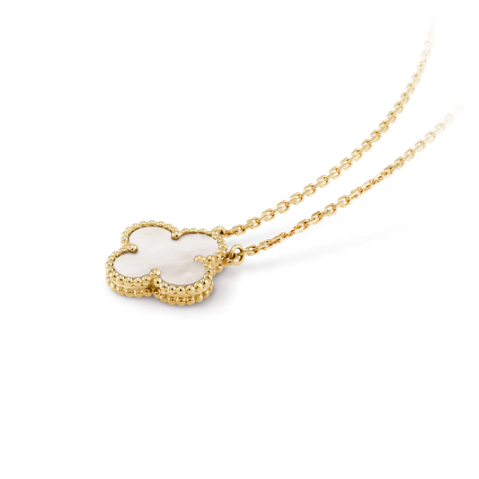 Van Cleef & Arpels, Vintage Alhambra pendant, 18K yellow gold, white mother-of-pearl