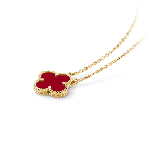 Van Cleef & Arpels, Vintage Alhambra pendant, 18K yellow gold, carnelian