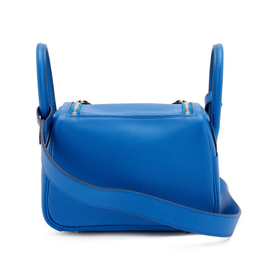 Hermès Bleu France Verso Swift Mini Lindy 20 Palladium Hardware