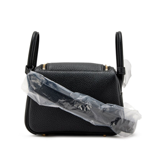 Hermès Black Clemence Mini Lindy 20 Gold Hardware