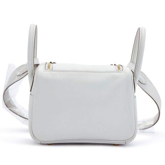 Hermès Gris Pale and Gris Meyer Swift Verso Mini Lindy Gold Hardware