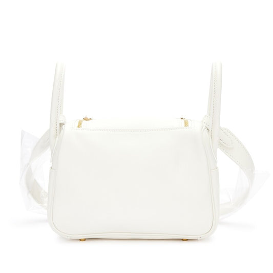 Hermès White Swift Mini Lindy 20 Gold Hardware