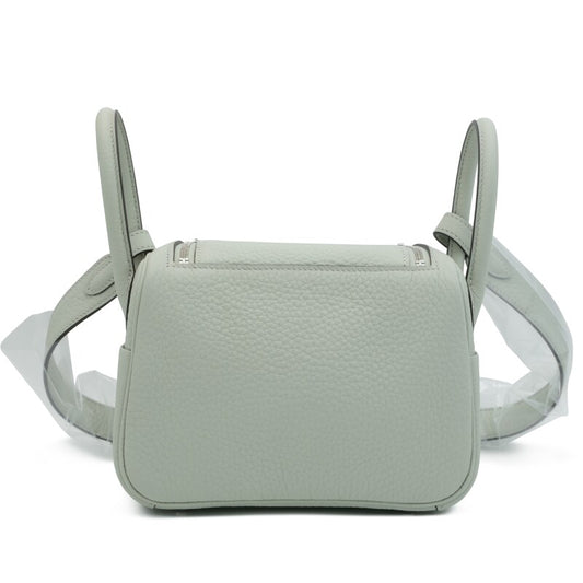 Hermès Gris Neve Clemence Mini Lindy 20 Palladium Hardware
