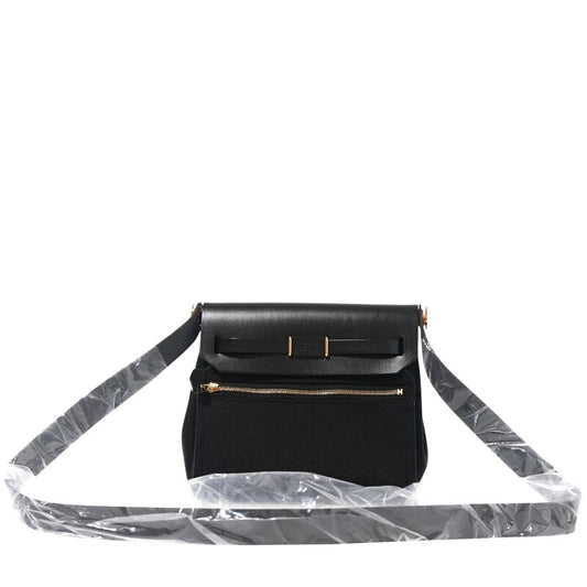 Hermès Black Vache Hunter and Toile Mini Herbag Zip 20 Gold Hardware