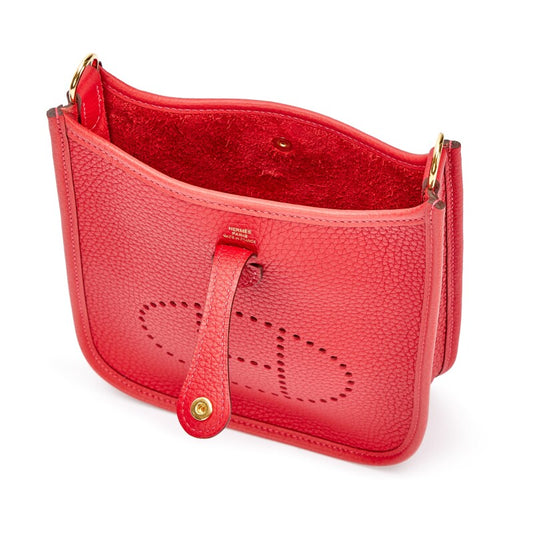 Hermès Vermillion Clemence Mini Evelyne II TPM 16 Gold Hardware