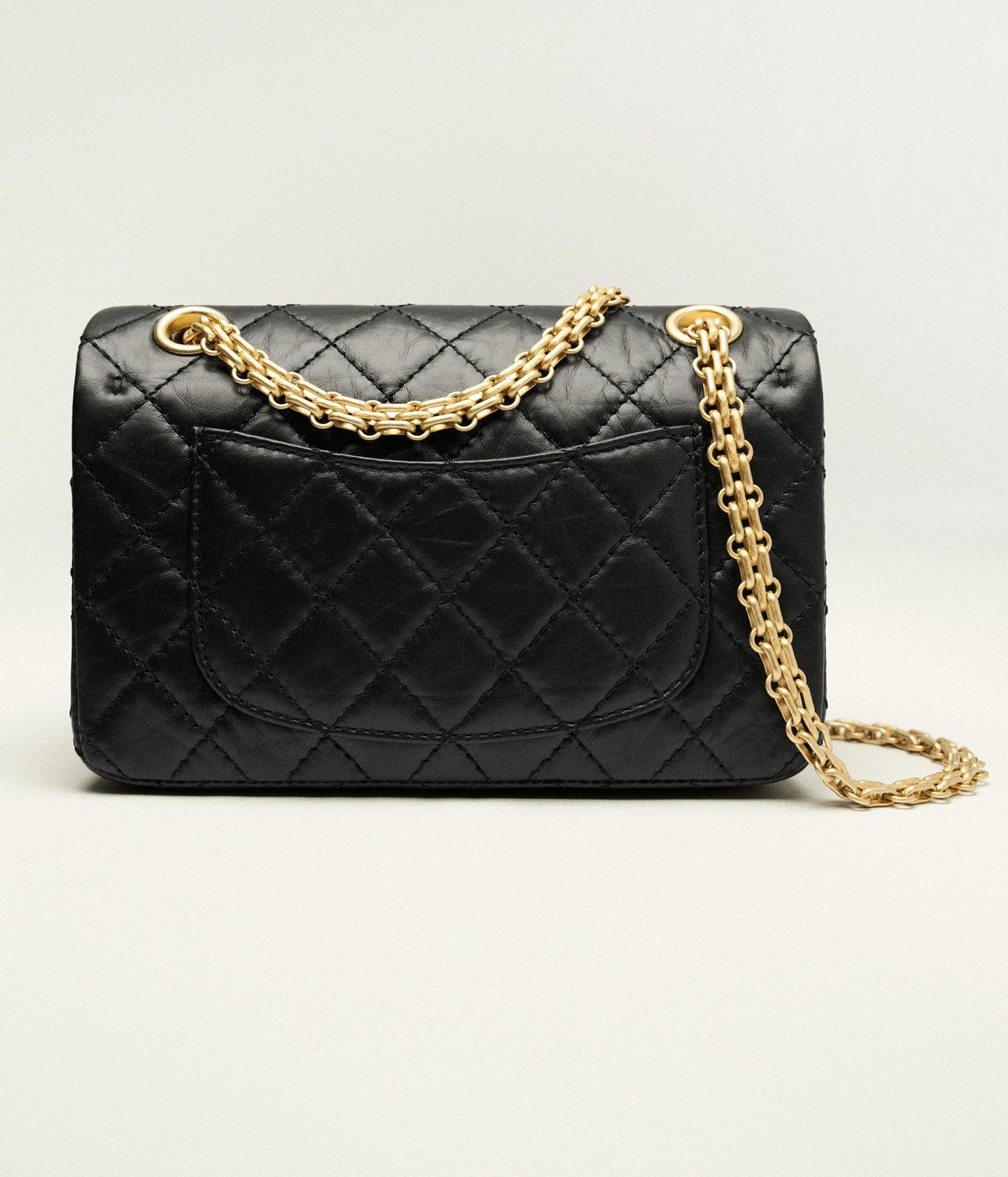 Chanel Mini 2.55 Handbag Aged Calfskin & Gold-Tone Metal Black