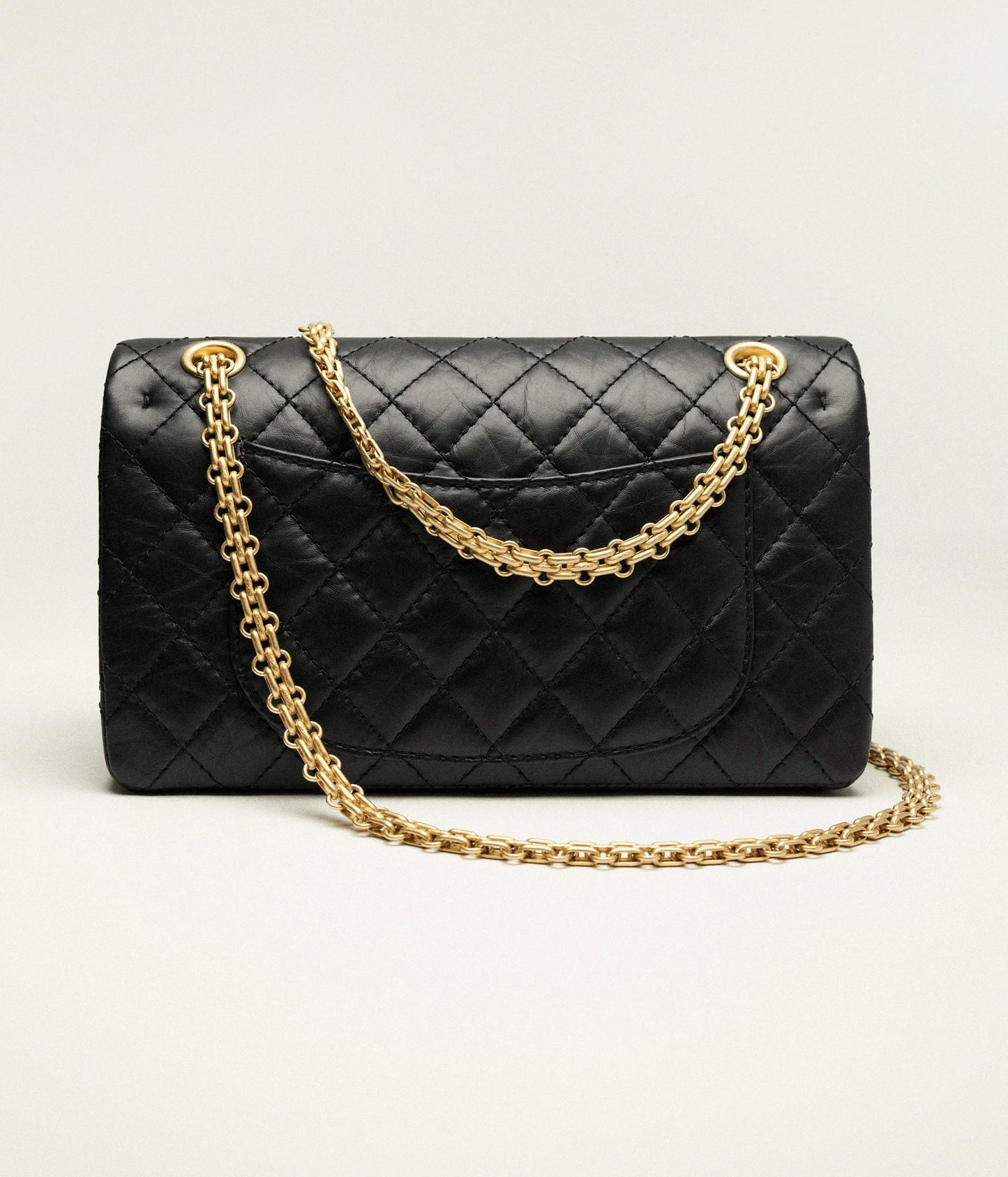 Chanel 2.55 Handbag Aged Calfskin & Gold-Tone Metal - Black
