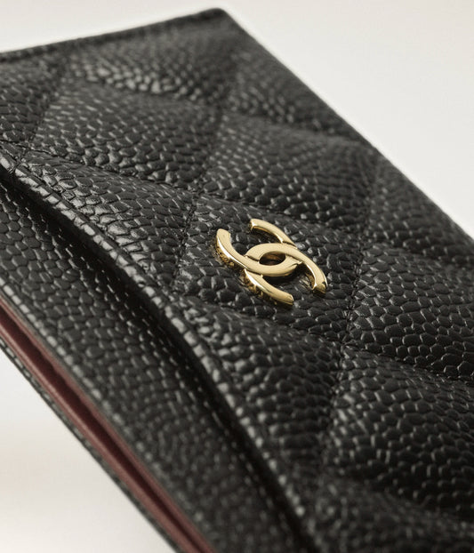 Chanel Classic Card Holder Grained Calfskin & Gold-Tone Metal Black