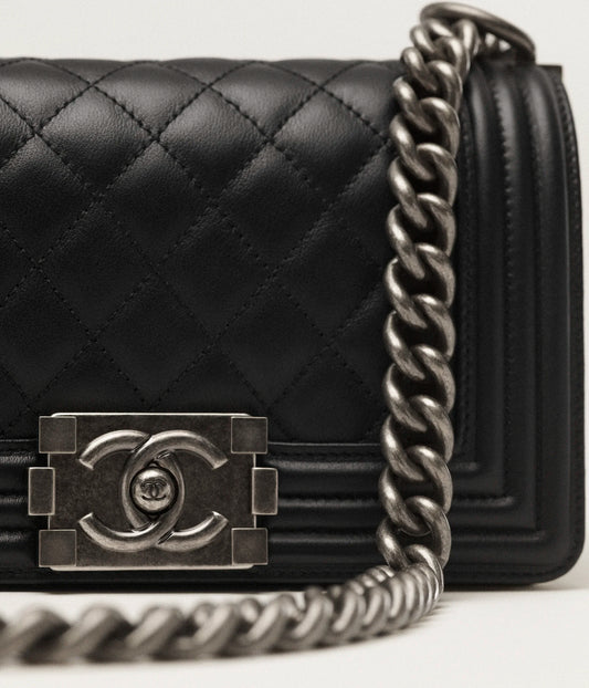 Chanel Small Boy Chanel Handbag Calfskin & Ruthenium-Finish Metal - Black