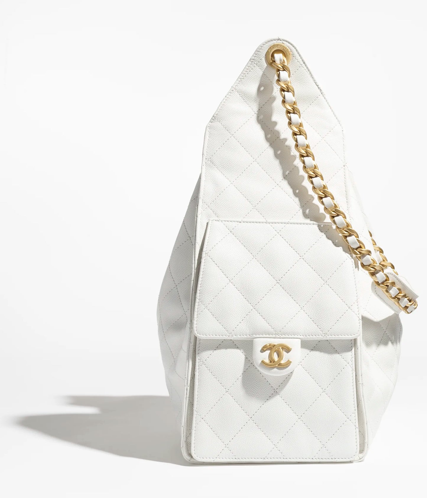 Chanel 25 Medium Handbag Grained Calfskin & Gold-Tone Metal - White