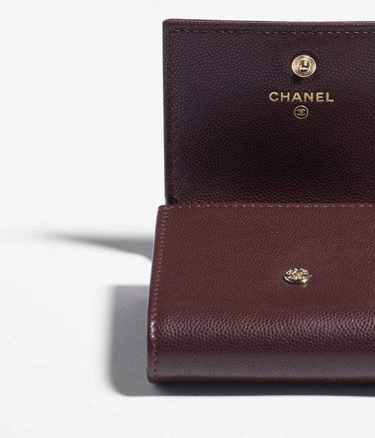 Chanel Small Flap Wallet Grained Shiny Calfskin & Gold-Tone Metal - Dark Brown