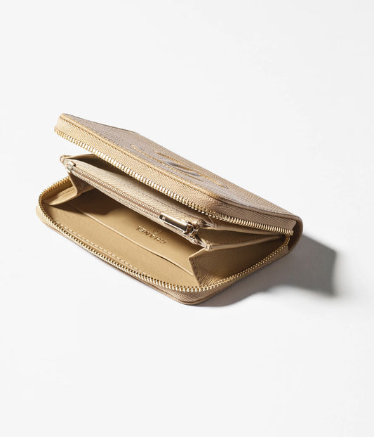 Chanel Zipped Coin Purse Grained Shiny Calfskin & Gold-Tone Metal - Dark Beige