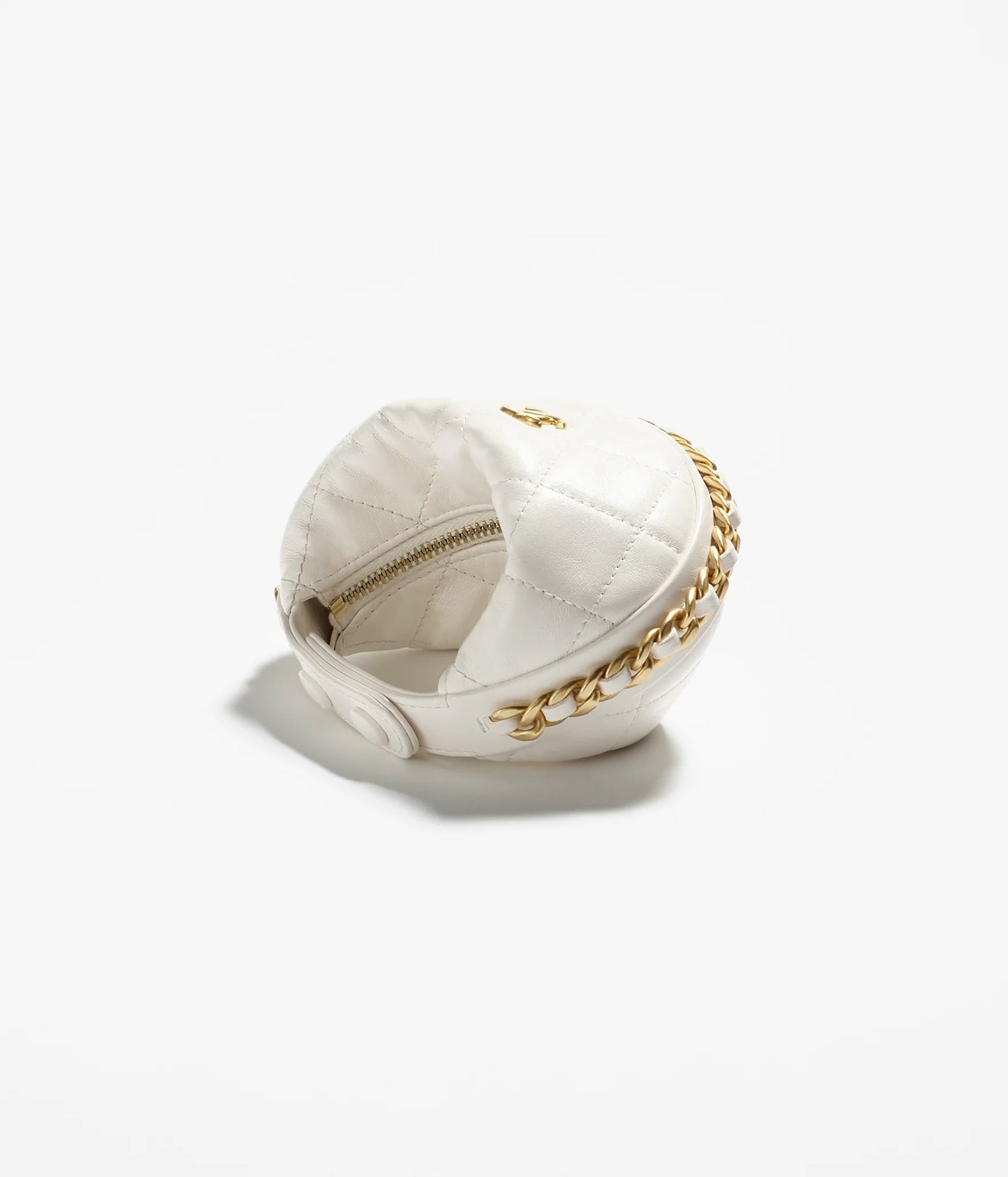 Chanel Mini Pouch Shiny Crumpled Lambskin & Gold-Tone Metal - White