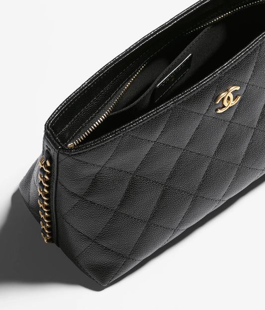 Chanel Pouch Grained Shiny Calfskin & Gold-Tone Metal - Black