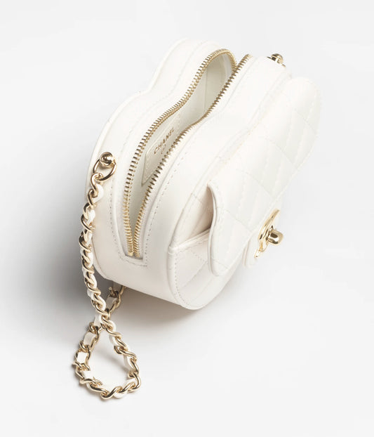 Chanel Mini Heart Bag Charm Lambskin - White