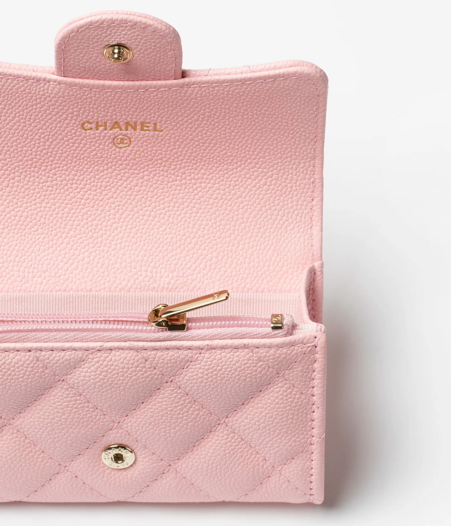 Chanel Classic Card Holder Grained Shiny Calfskin & Gold-Tone Metal - Light Pink