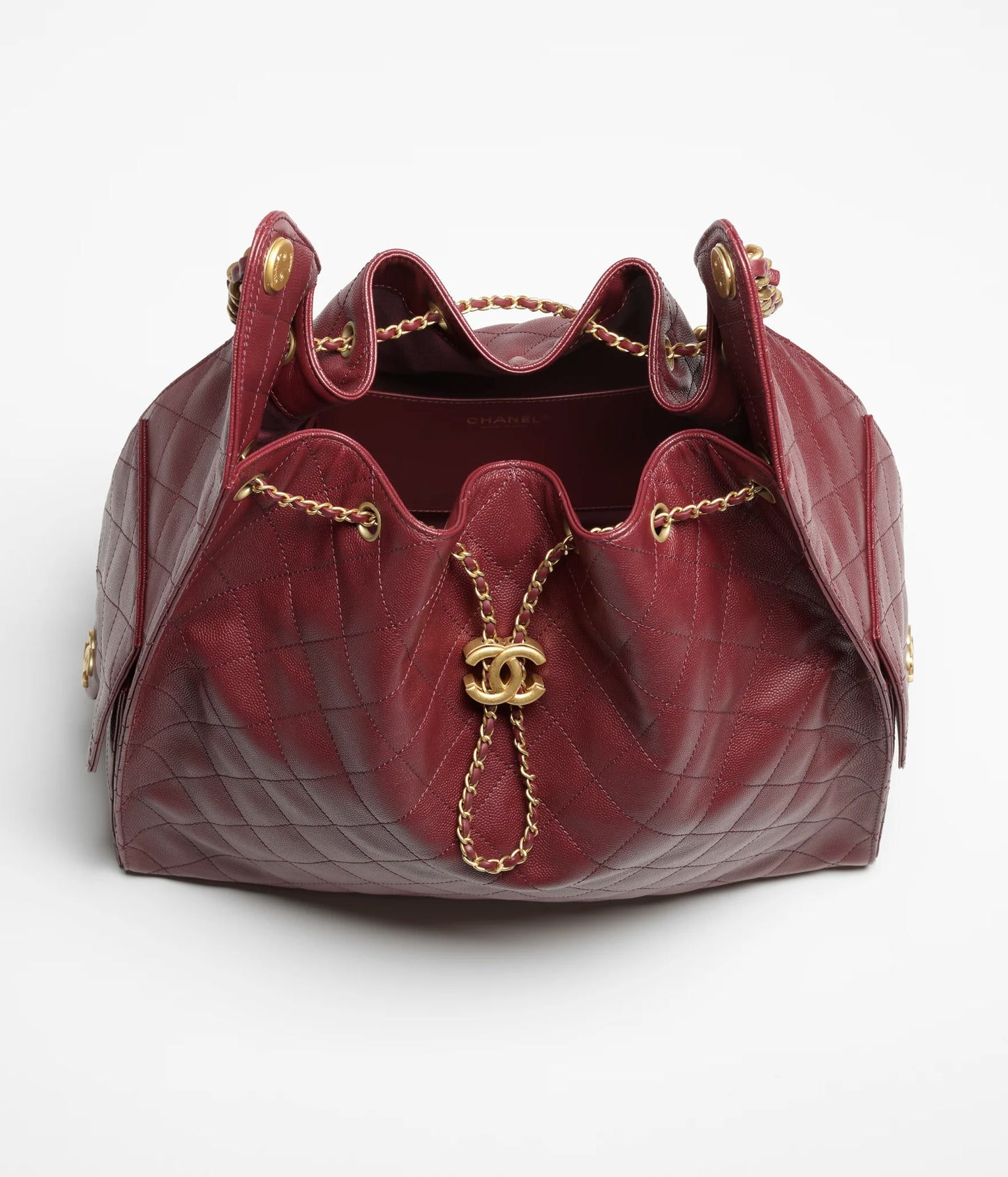 Chanel 25 Large Handbag Grained Calfskin & Gold-Tone Metal - Burgundy