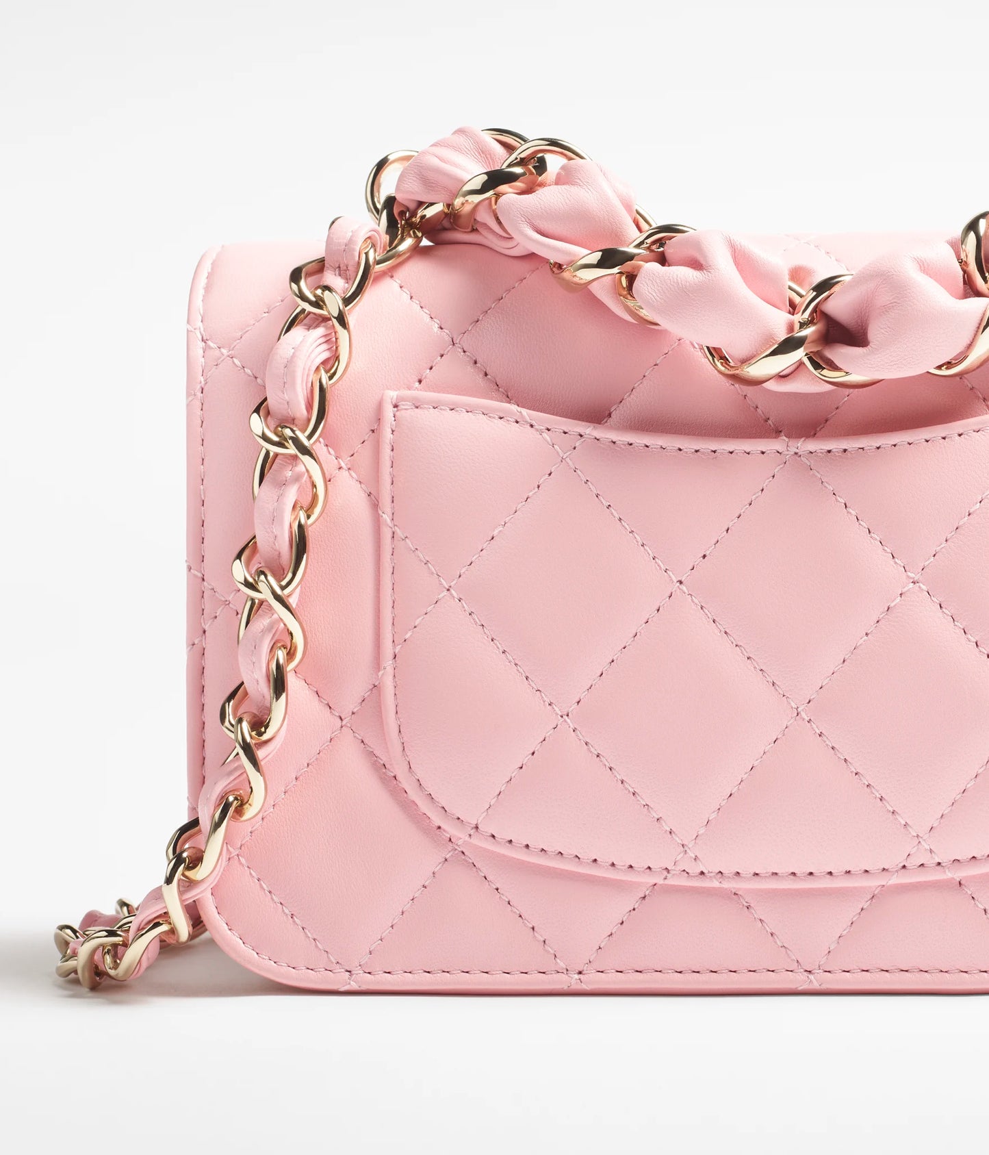 Chanel Mini Flap Bag Retangular Shiny Lambskin & Gold-Tone Metal - Light Pink