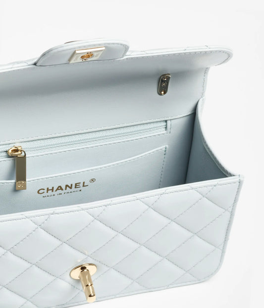 Chanel Mini Flap Bag Shiny Lambskin & Gold-Tone Metal - Light Blue