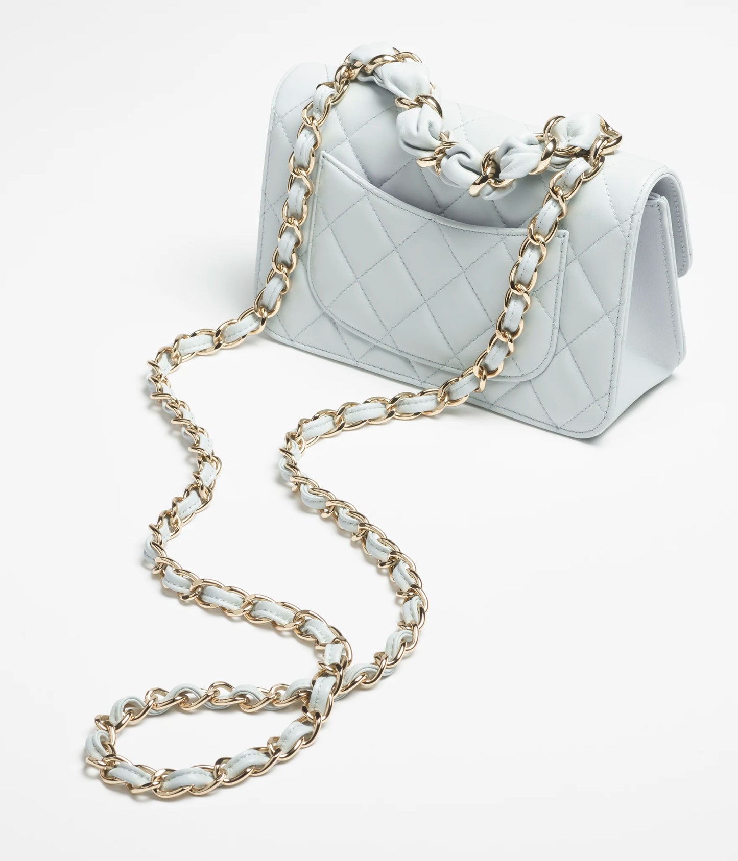 Chanel Mini Flap Bag Shiny Lambskin & Gold-Tone Metal - Light Blue