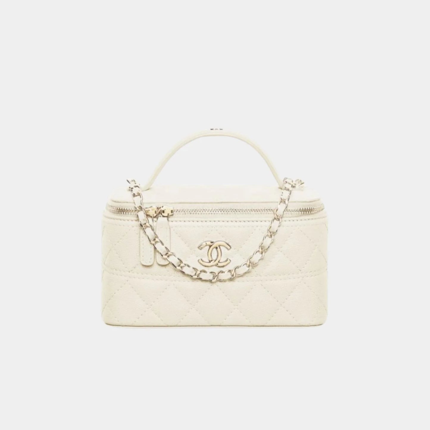 Chanel Long Vanity with Chain in Grained Calfskin and Gold Tone Metal - Ecru