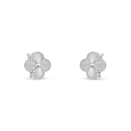 Van Cleef & Arpels, Vintage Alhambra earrings, guilloché rhodium plated 18K white gold