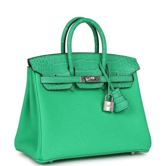 Hermès Birkin 25 Vert Comics Togo and Matte Alligator Touch Palladium Hardware