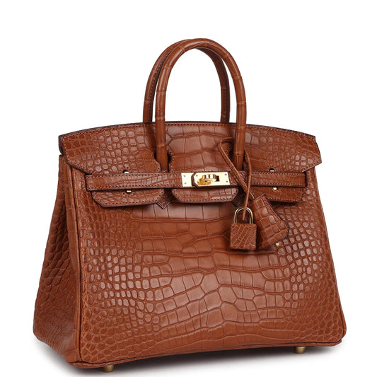 Hermès Birkin 25 Gold Matte Alligator Gold Hardware