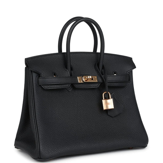 Hermès Birkin 25 Black Togo Rose Gold Hardware