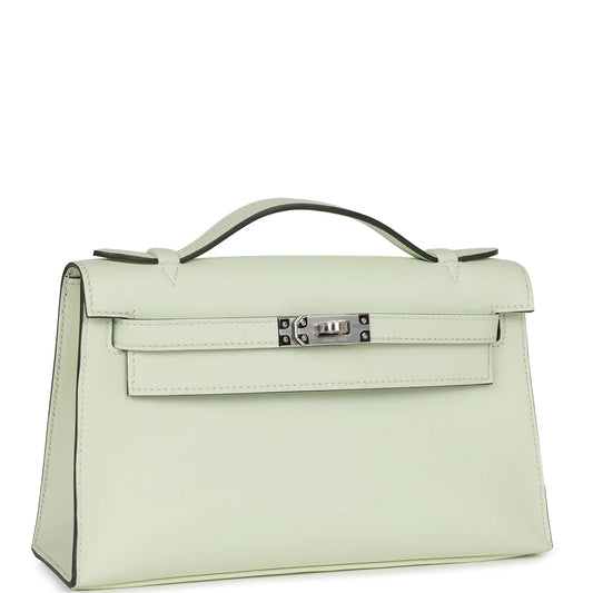Hermès Kelly Pochette Vert Fizz Swift Palladium Hardware