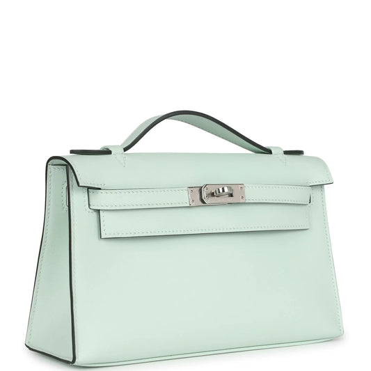 Hermès Kelly Pochette Vert Peppermint Swift Palladium Hardware