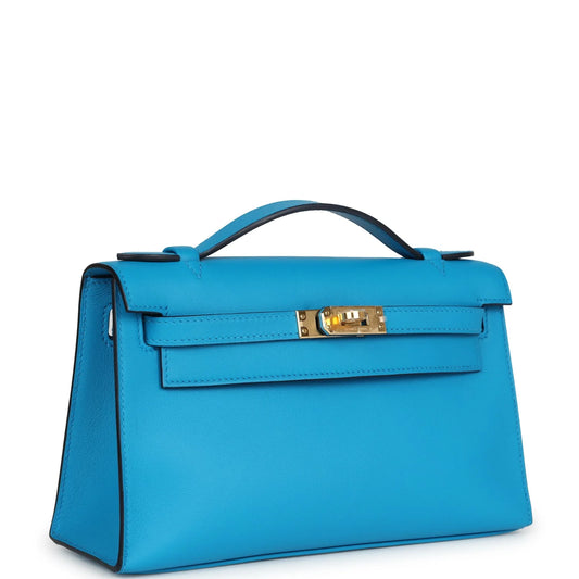 Hermès Kelly Pochette Bleu Frida Swift Gold Hardware