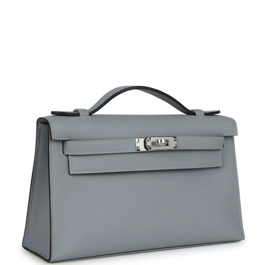Hermès Kelly Pochette Gris Pantin Swift Palladium Hardware