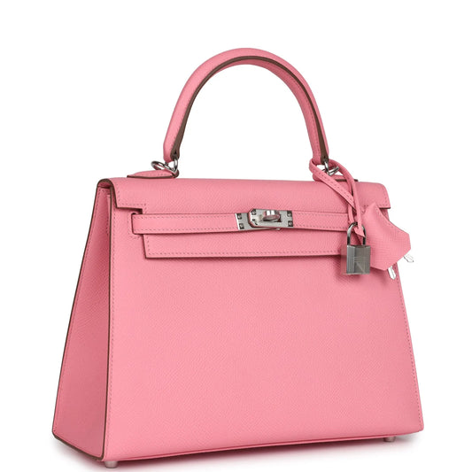 Hermès Kelly Sellier 25 Rose Confetti Epsom Palladium Hardware