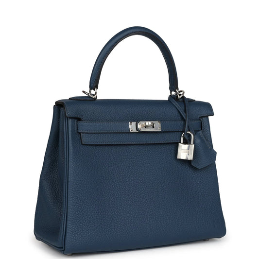 Hermès Kelly Retourne 25 Bleu De Prusse Togo Palladium Hardware