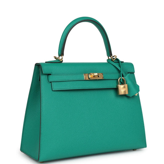 Hermès Kelly Sellier 25 Vert Jade Epsom Gold Hardware