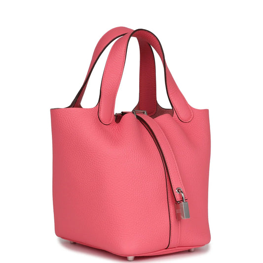 Hermès Picotin Lock 18 Rose Azalee Clemence Palladium Hardware