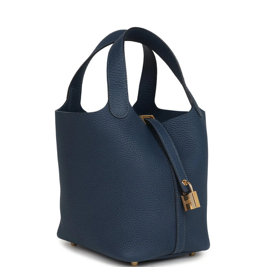 Hermès Picotin Lock 18 Bleu De Prusse Clemence Gold Hardware