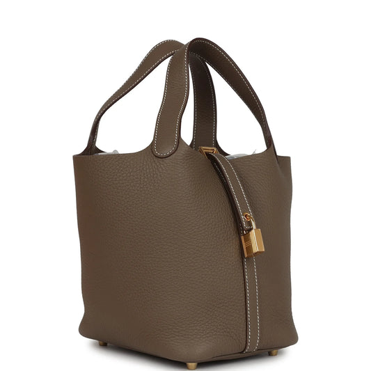 Hermès Picotin Lock 18 Etoupe Clemence Gold Hardware