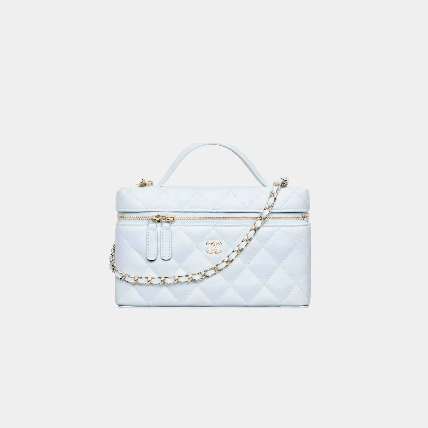 Chanel Classic Vanity with Chain in Grained Shiny Calfskin - Light Blue