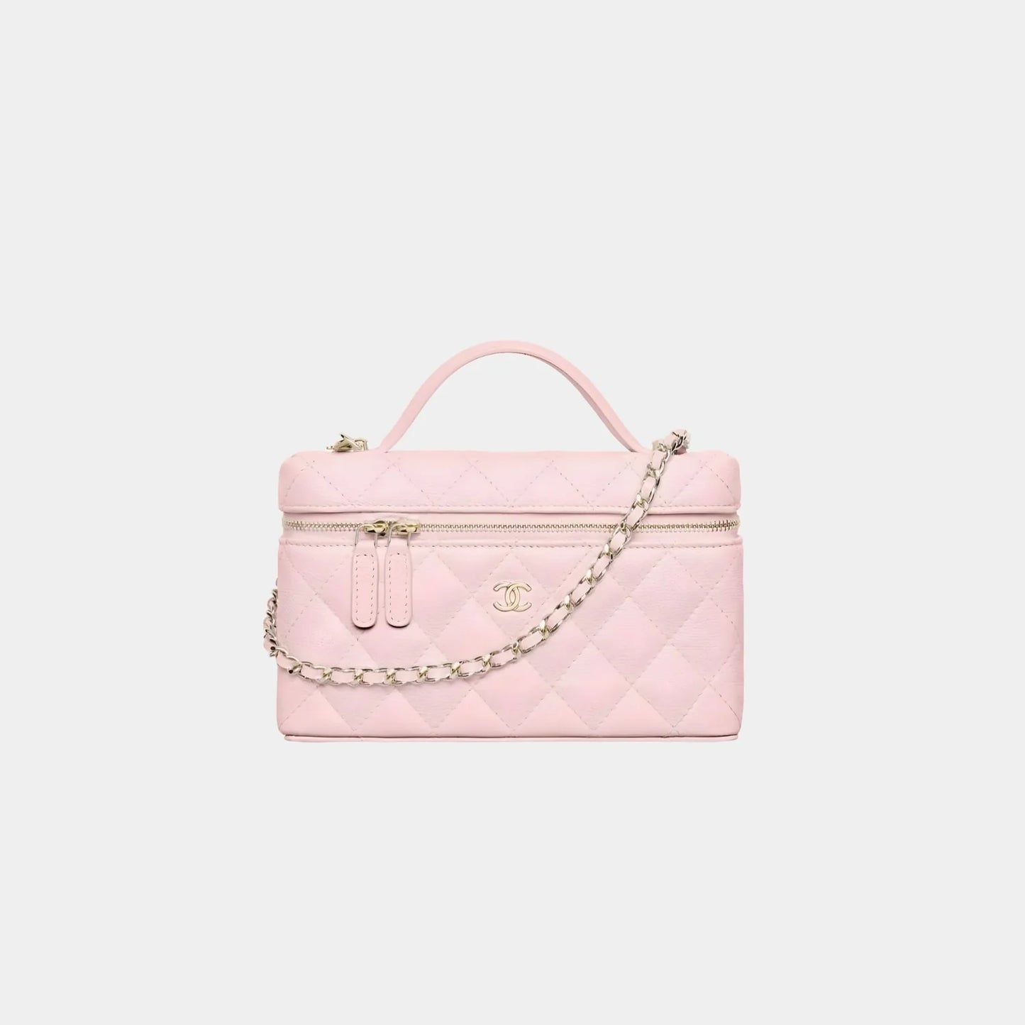 Chanel Classic Vanity with Chain in Grained Shiny Calfskin - Light Pink