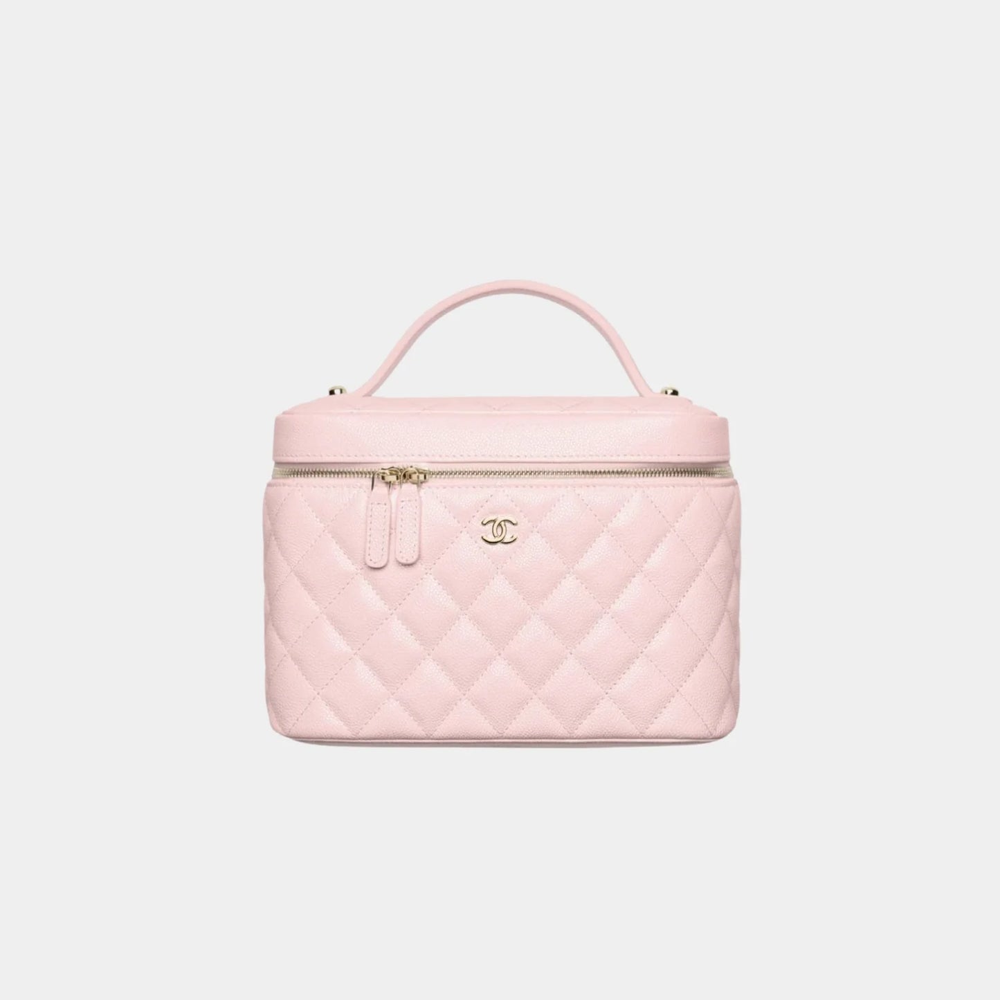 Chanel Classic Vanity Pouch in Grained Shiny Calfskin - Light Pink