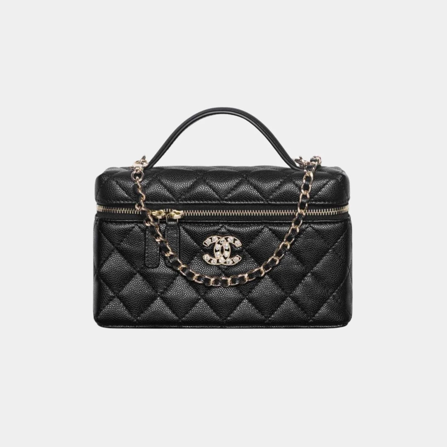 Chanel Vanity with Chain in Shiny Grained Calfskin and Strass