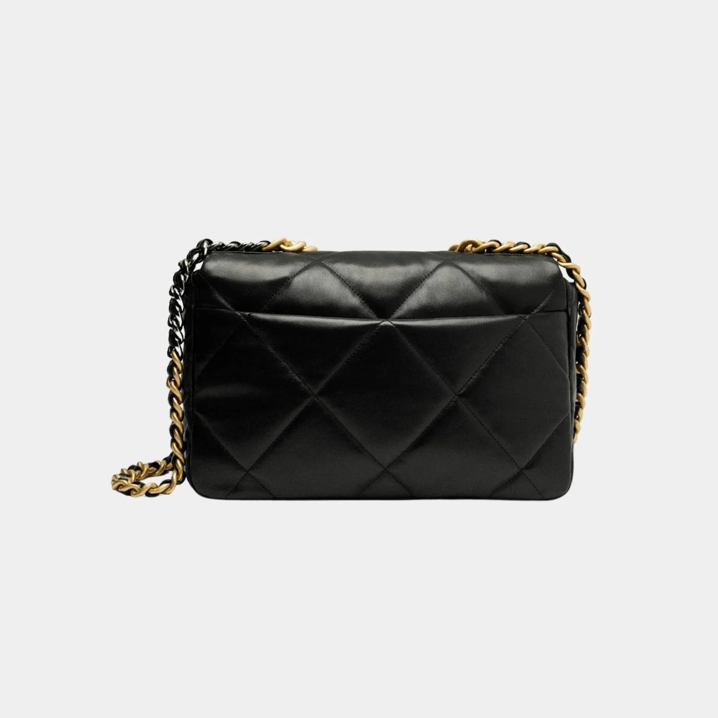 Chanel 19 Large Handbag Shiny Lambskin - Black