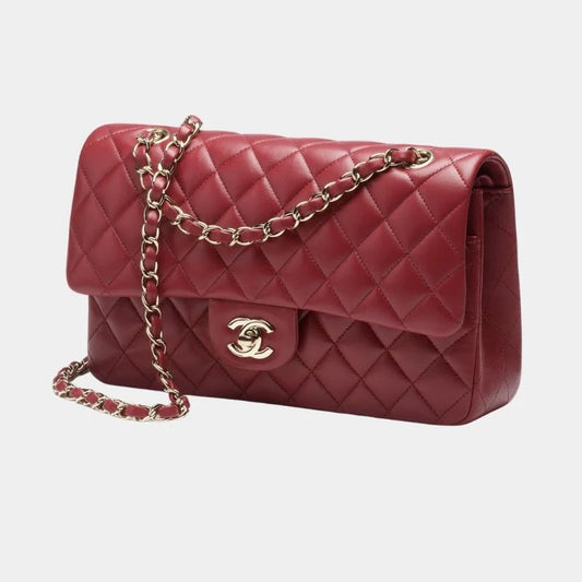 Chanel Classic 11.12 Handbag Lambskin & Gold-Tone Metal - Burgundy