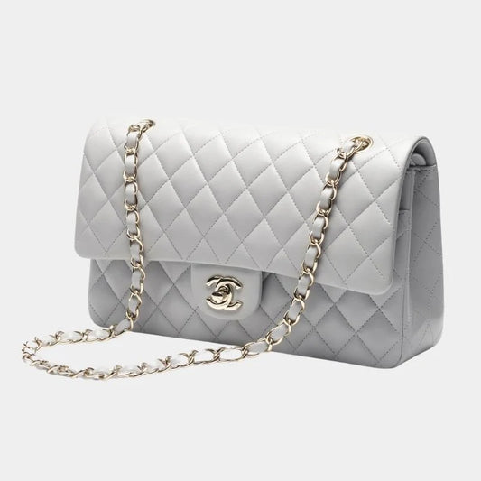 Chanel Classic 11.12 Handbag Lambskin & Gold-Tone Metal - Grey