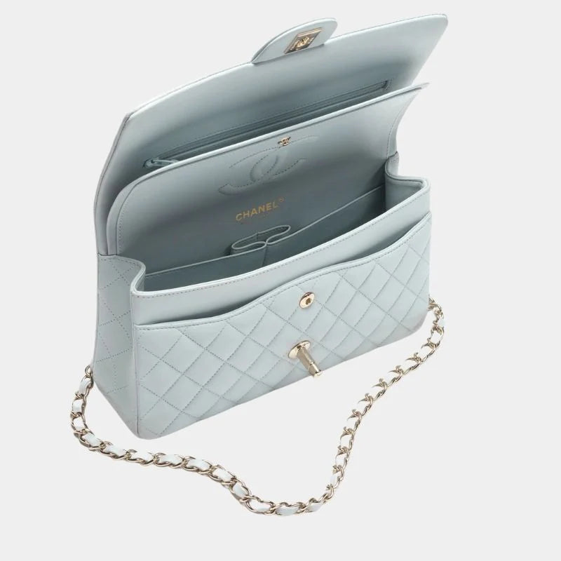 Chanel Classic 11.12 Handbag Lambskin & Gold-Tone Metal - Light Blue