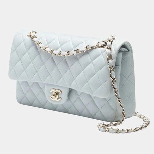 Chanel Classic 11.12 Handbag Lambskin & Gold-Tone Metal - Light Blue