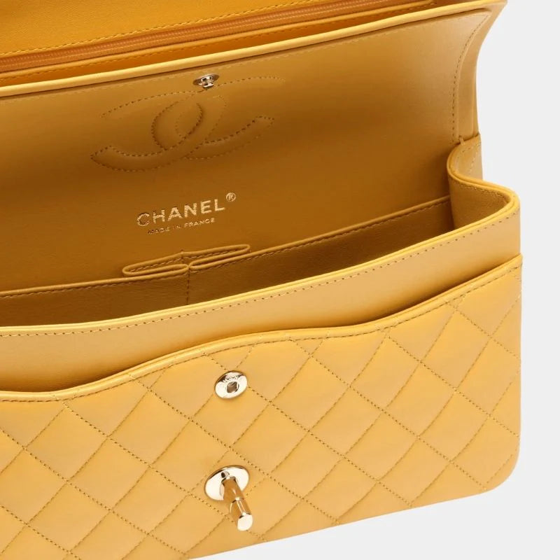 Chanel Classic 11.12 Handbag Lambskin & Gold-Tone Metal - Yellow