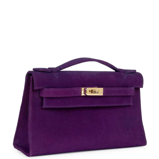 Vintage Hermès Kelly Pochette Violet Doblis Gold Hardware